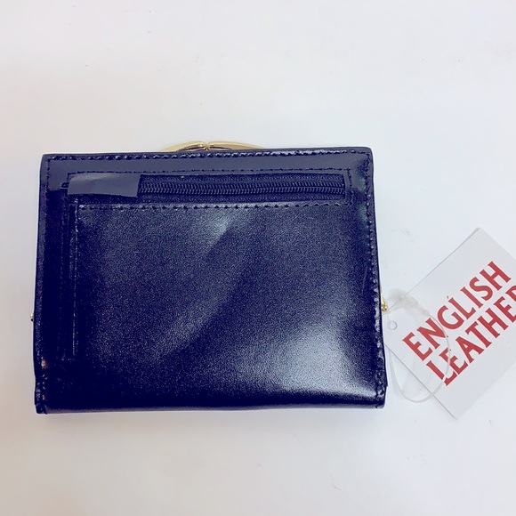English Leather | Black Leather Gold Snap Wallet | Change Purse | Card Carrier - Picture 2 of 9
